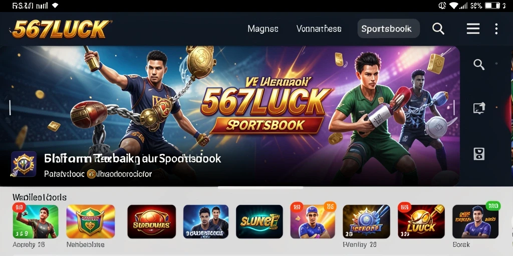 Tampilan utama aplikasi 567LUCK dengan fitur sportsbook.