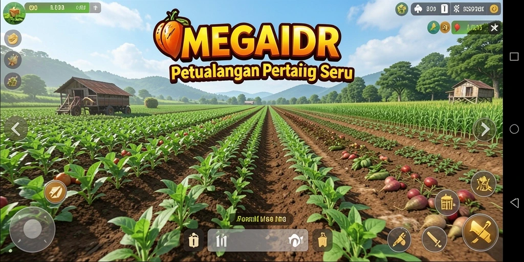Tangkapan layar gameplay di MEGAIDR menunjukkan kebun yang indah dan interaksi seru.