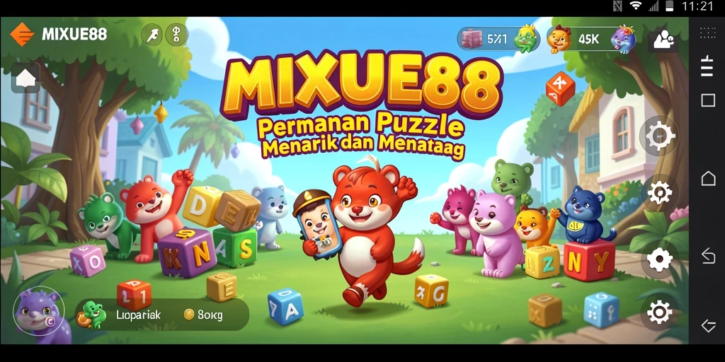 Tampilan gameplay seru dan penuh warna MIXUE88 dengan tantangan Puzzle.