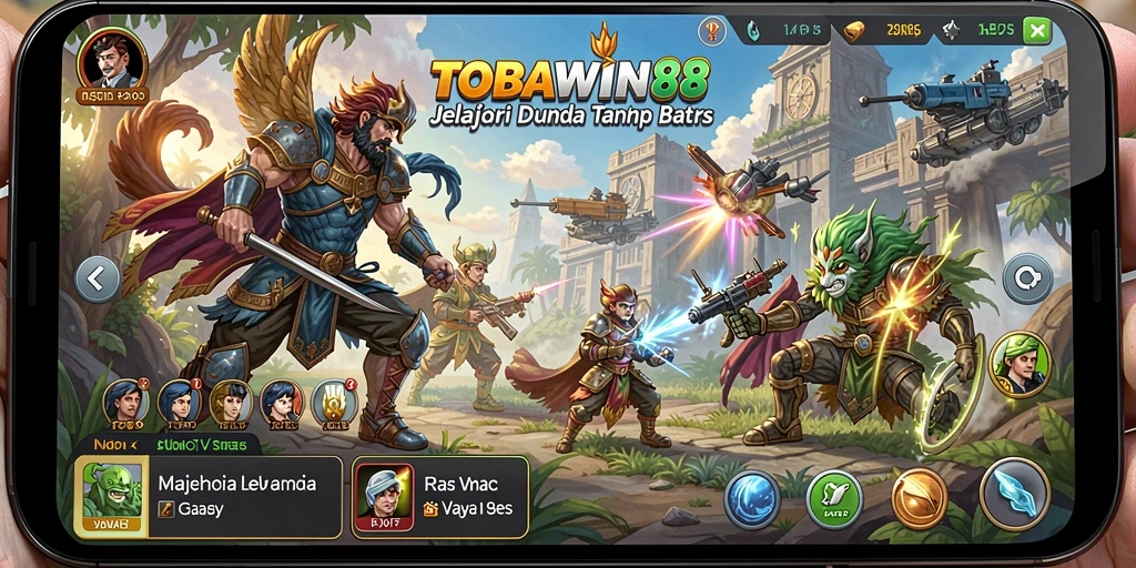 Screenshot gameplay TOBAWIN88 yang menunjukkan kebebasan eksplorasi.