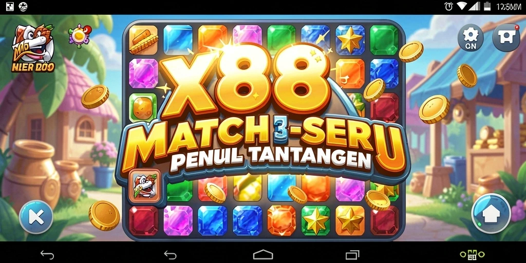 Tampilan gameplay seru X88 dengan tantangan Match-3 yang menarik.
