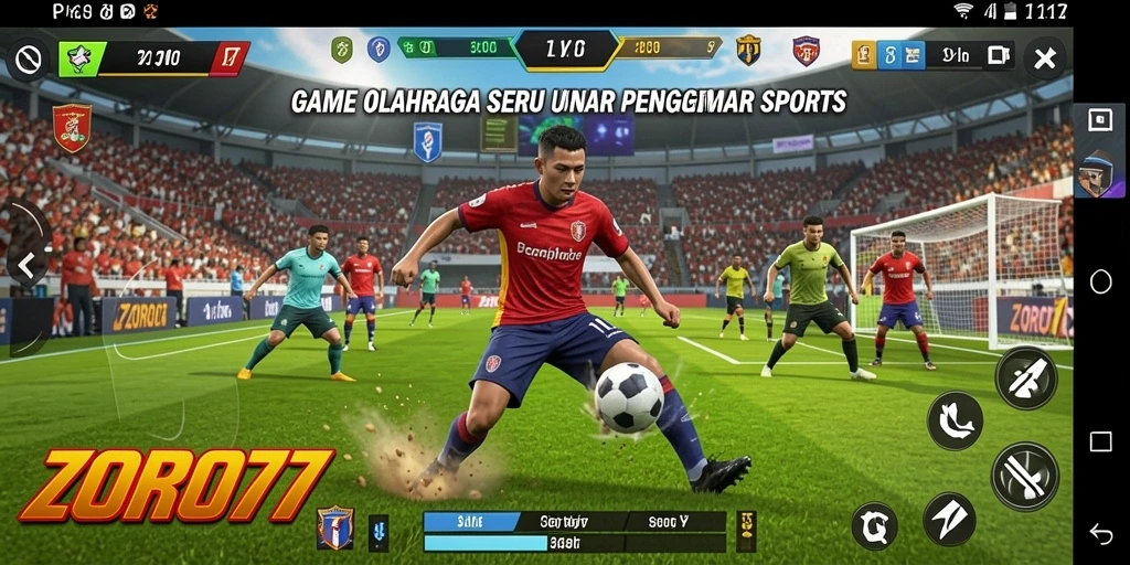 Tampilan gameplay seru dari ZORO77 yang menggambarkan aksi olahraga.